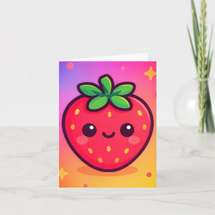 Käwaii Strawberry auf Pastel Gradient Backg lächel
