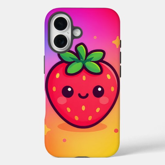 Käwaii Strawberry auf Pastel Gradient Backg lächel Case-Mate iPhone Hülle (Rückseite)