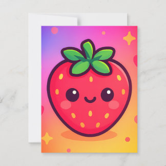 Käwaii Strawberry auf Pastel Gradient Backg lächel Postkarte