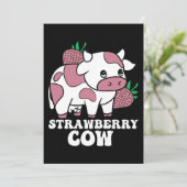 Kawaii Strawberry Cow Crazy Cow Lady Farm Animal Einladung (Stehend Vorderseite)