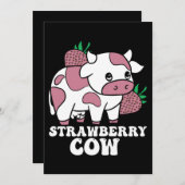 Kawaii Strawberry Cow Crazy Cow Lady Farm Animal Einladung (Vorne/Hinten)