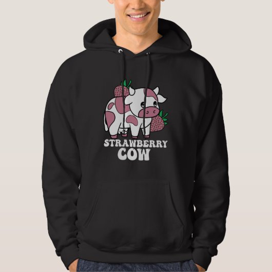 Kawaii Strawberry Cow Crazy Cow Lady Farm Animal Hoodie (Vorderseite)