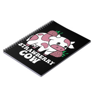 Kawaii Strawberry Cow Crazy Cow Lady Farm Animal Notizblock