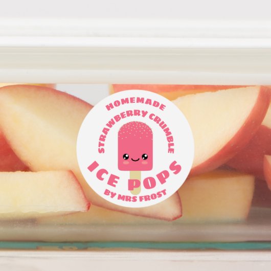 Kawaii Strawberry Crumble Ice Pops Etiketten (Befestigt)
