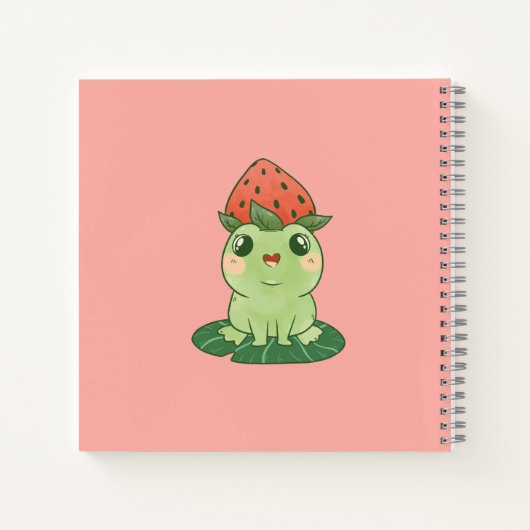 Kawaii Strawberry Frog Anime Pink Personalisiert Notizblock (Rückseite)
