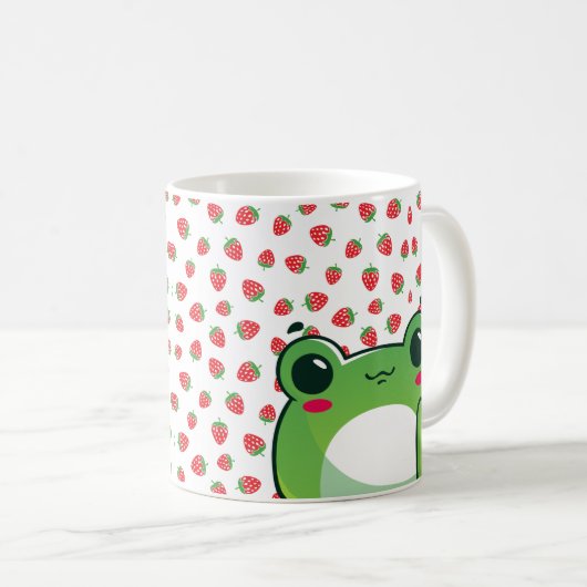 Kawaii Strawberry Frog Kaffeetasse (VorderseiteRechts)