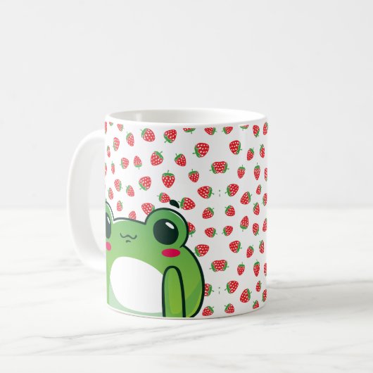 Kawaii Strawberry Frog Kaffeetasse (Vorderseite Links)