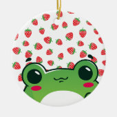 Kawaii Strawberry Frog Keramik Ornament (Vorne)