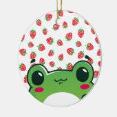 Kawaii Strawberry Frog Keramik Ornament (Links)