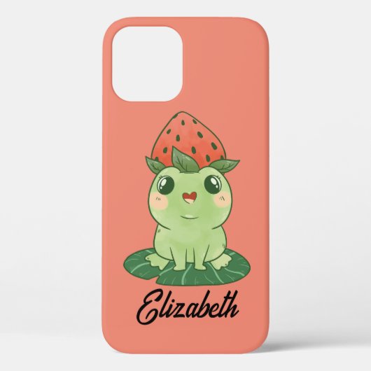 Kawaii Strawberry Frog Personalisiert Case-Mate iPhone Hülle (Rückseite)