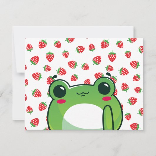 Kawaii Strawberry Frog Postcard Einladung (Vorderseite)
