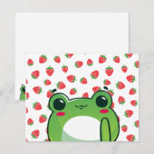 Kawaii Strawberry Frog Postcard Einladung (Vorne/Hinten)