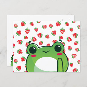 Kawaii Strawberry Frog Postcard Feiertagspostkarte