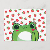 Kawaii Strawberry Frog Postcard Feiertagspostkarte (Vorderseite)