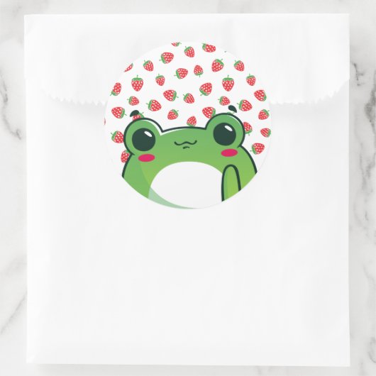 Kawaii Strawberry Frog Runder Aufkleber (Tasche)