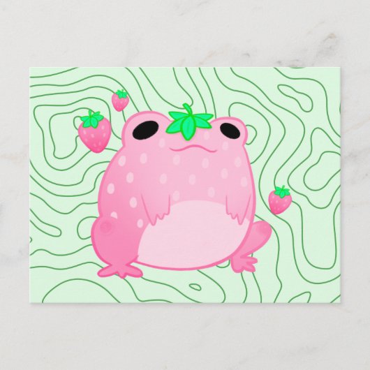 Kawaii Strawberry Frog Softcore Ankündigungspostkarte (Vorderseite)