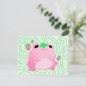 Kawaii Strawberry Frog Softcore Ankündigungspostkarte (Stehend Vorderseite)