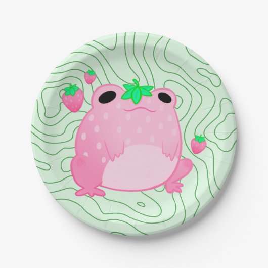 Kawaii Strawberry Frog Softcore Pappteller (Vorderseite)