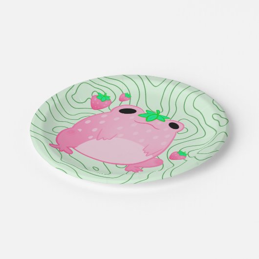 Kawaii Strawberry Frog Softcore Pappteller (Schrägansicht)