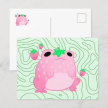 Kawaii Strawberry Frog Softcore Postcard