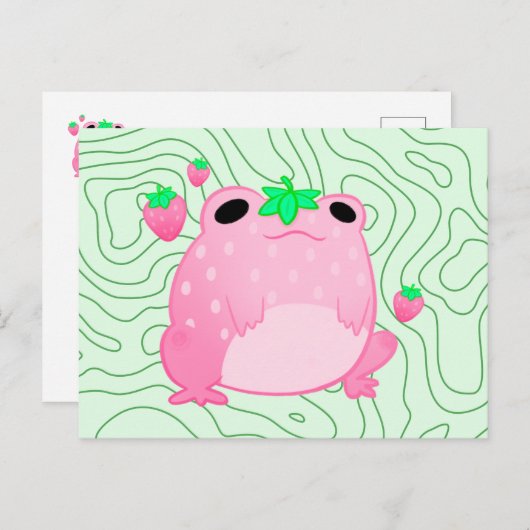 Kawaii Strawberry Frog Softcore Postcard Postkarte (Vorne/Hinten)