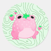 Kawaii Strawberry Frog Softcore Runder Aufkleber (Vorderseite)