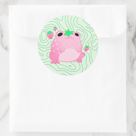 Kawaii Strawberry Frog Softcore Runder Aufkleber (Tasche)