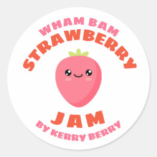 Kawaii Strawberry Jam Runder Aufkleber