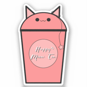 Kawaii Strawberry Meow Tea Vinyl Sticker