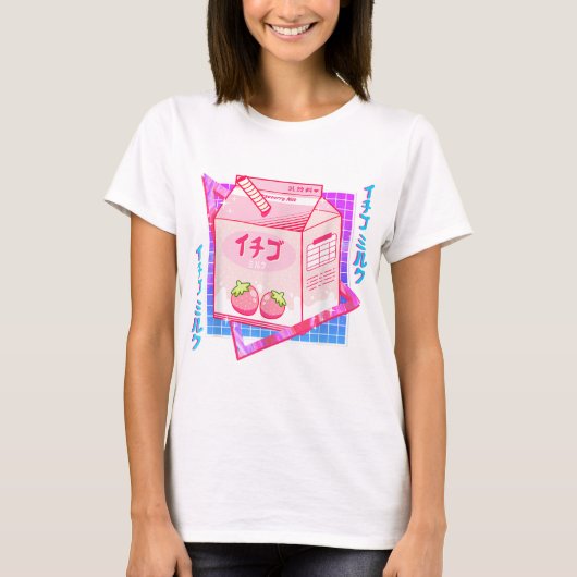 Kawaii Strawberry Milk Aesthetic T-Shirt (Vorderseite)