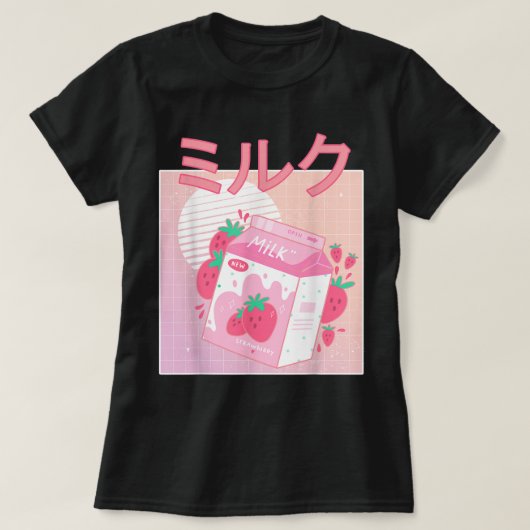 Kawaii Strawberry Milk Aesthetic T-Shirt (Design vorne)
