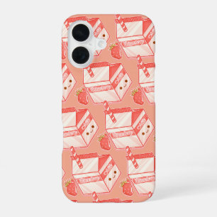 Kawaii Strawberry Milk Carton - Cute Aesthetic Art iPhone 16 Hülle