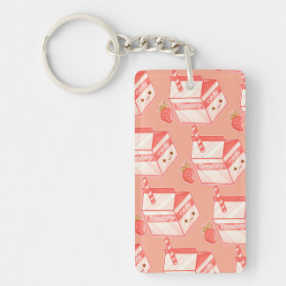 Kawaii Strawberry Milk Carton - Cute Aesthetic Art Schlüsselanhänger