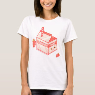 Kawaii Strawberry Milk Carton - Cute Aesthetic Art T-Shirt