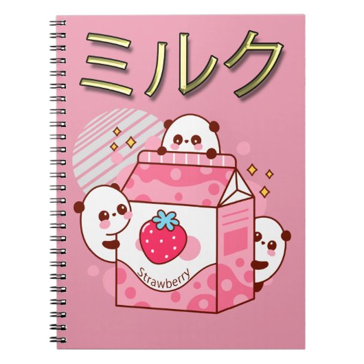 Kawaii Strawberry Milk Shake Carton Notizblock (Vorderseite)