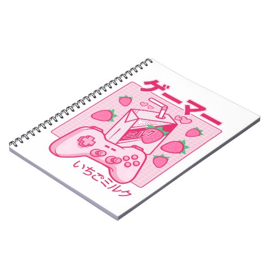 Kawaii Strawberry Milk Shirt Funny Milk Notizblock (Linke Seite)