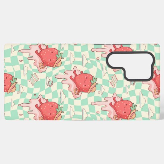 Kawaii Strawberry Picnic Pattern Samsung Galaxy Hülle (Rückseite (Horizontal))