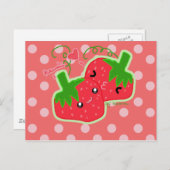 Kawaii Strawberry Postkarte (Vorne/Hinten)