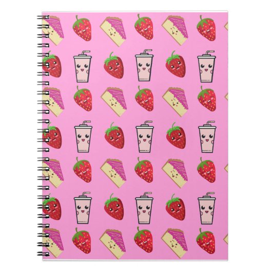 KAWAII STRAWBERRY UND CHEESECAKE NOTIZBLOCK (Vorderseite)