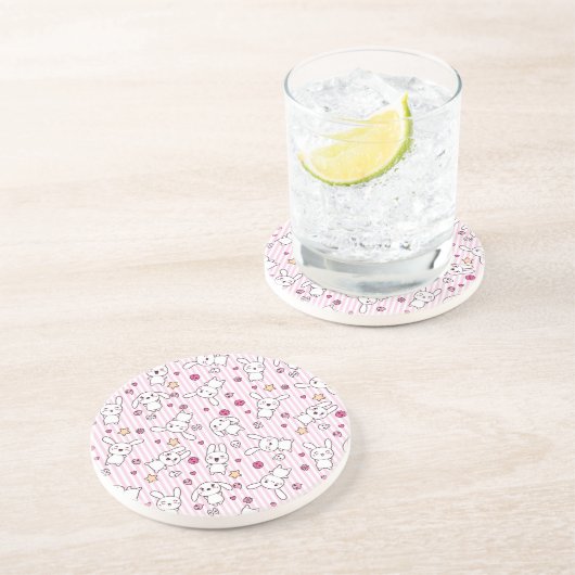 Kawaii-Streifen Sandstein Untersetzer (Seite)