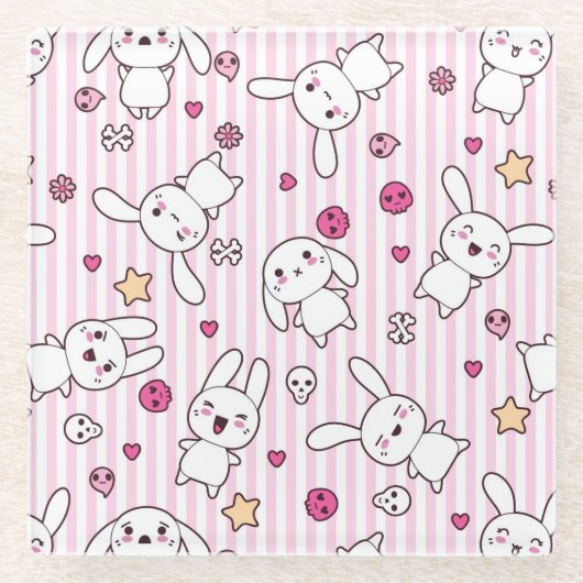 kawaii stripes Muster Glasuntersetzer (Vorderseite)