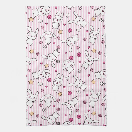 kawaii stripes Muster Handtuch (Vertikal)