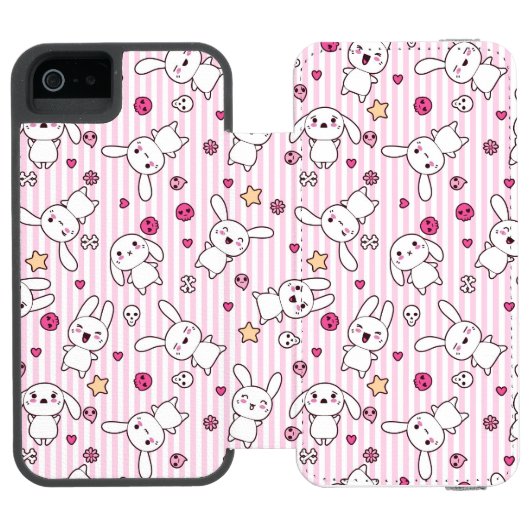 kawaii stripes Muster Incipio iPhone Geldbeutel-Hülle (Folio Geöffnet)