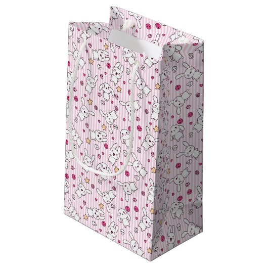kawaii stripes Muster Kleine Geschenktüte (Rückseite Schrägansicht)