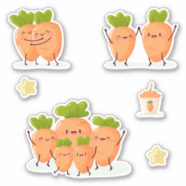 Kawaii-style fun carrots set aufkleber