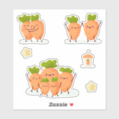 Kawaii-style lustige Karotten-Set Aufkleber (Blatt)