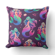 Kawaii Style Mermaids Nahtlos Lila