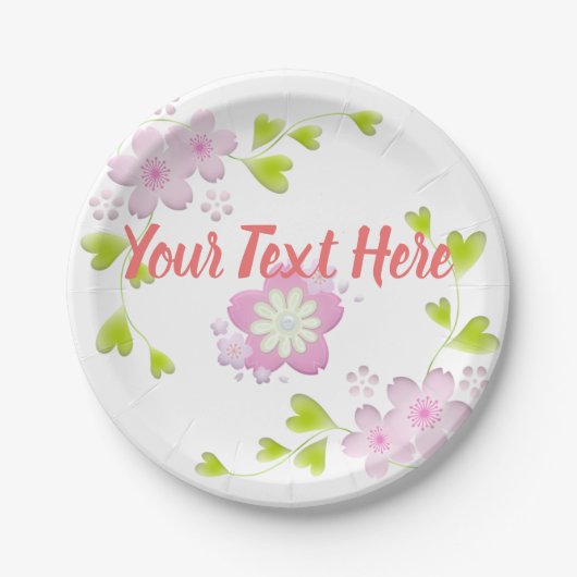 Kawaii Style Sakura Cherry Tree Blossom Pappteller (Vorderseite)