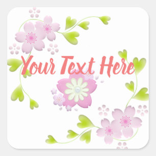 Kawaii Style Sakura Cherry Tree Blossom Quadratischer Aufkleber