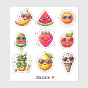 Kawaii Style Sommer 9 Elemente Aufkleberbogen Aufkleber